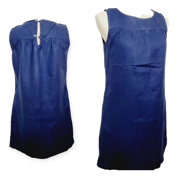 Cynthia Rowley Women's 100% Linen Deep Navy Blue Shortsleeve Simple Dress sz XS - Picture 1 of 6